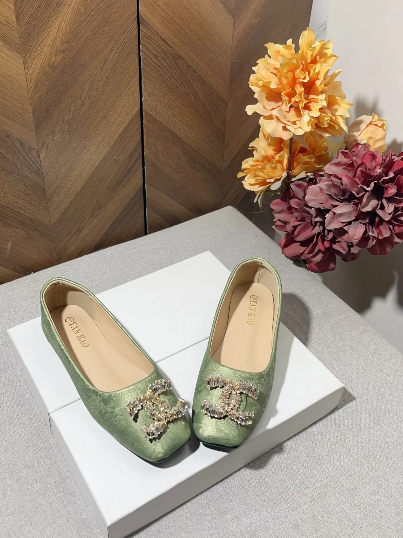 New Traditional Style Square Toe Flat Shoes for Women, Soft Rubber Sole, Textile Upper, Casual All-Season Footwear, Multiple Colors Available