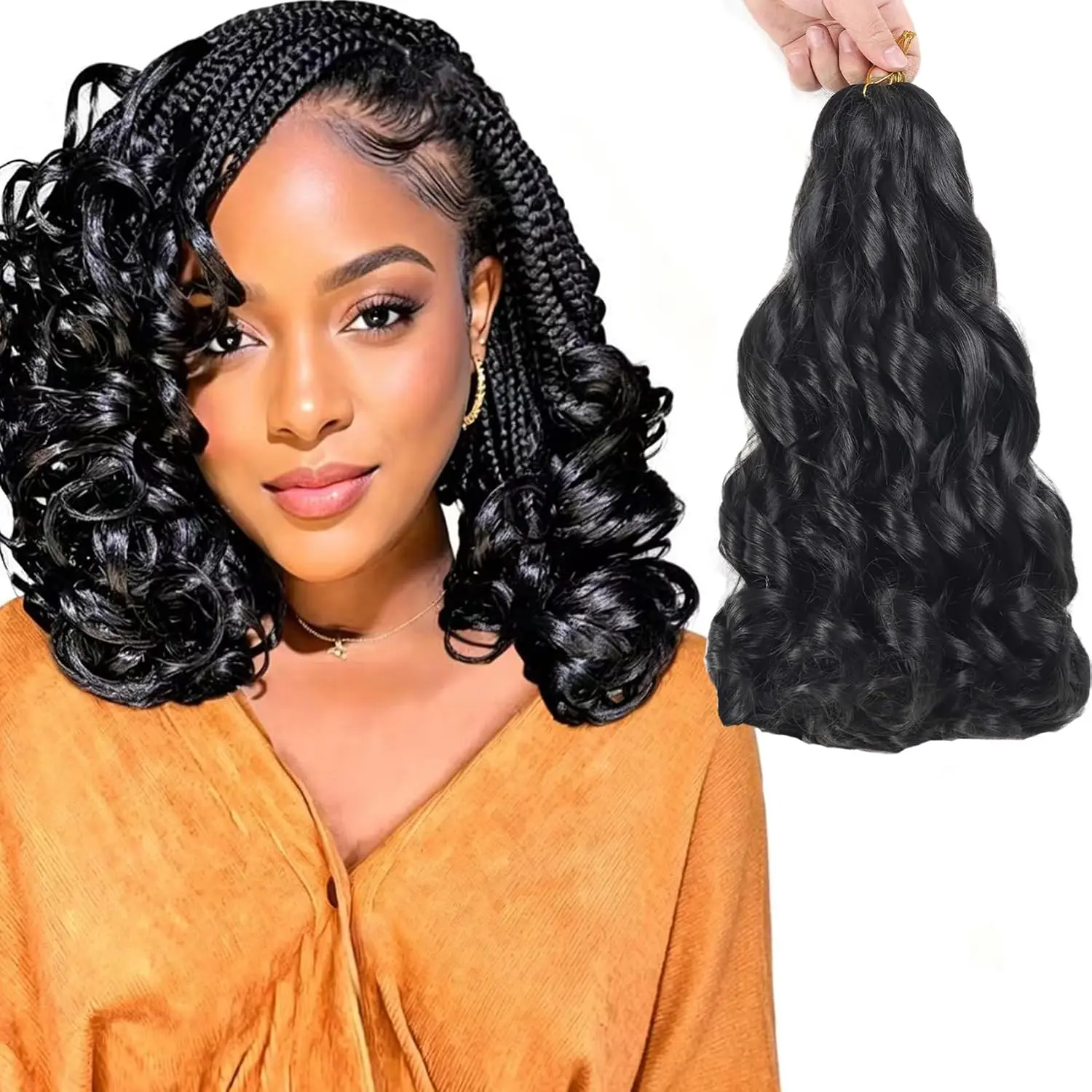Braiding Hair 12 Inch  Black 8Packs Bouncy Braiding Hair | Loose Wavy Spiral Curly Braiding Hair Extensions, Soft Crochet Braids  Curly Braiding Hair for Women(8Packs, 1B)