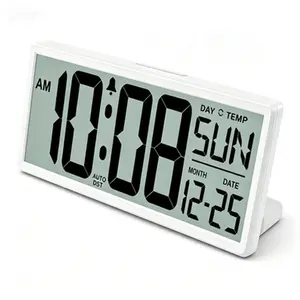 14.5 Inch Battery Operated Wall Clock with Jumbo Numbers, Large Digital Display with Indoor Temperature and Date, Auto DST Clock Easy to Read and Set, Reusable Home Office Clock