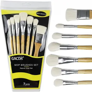 GACDR Gilding Brush Set, 7 Pieces Versatile Goat Hair Blending Mop Brushes for Acrylic Painting Wartercolor Foil Gold Leaf Flakes Sheets