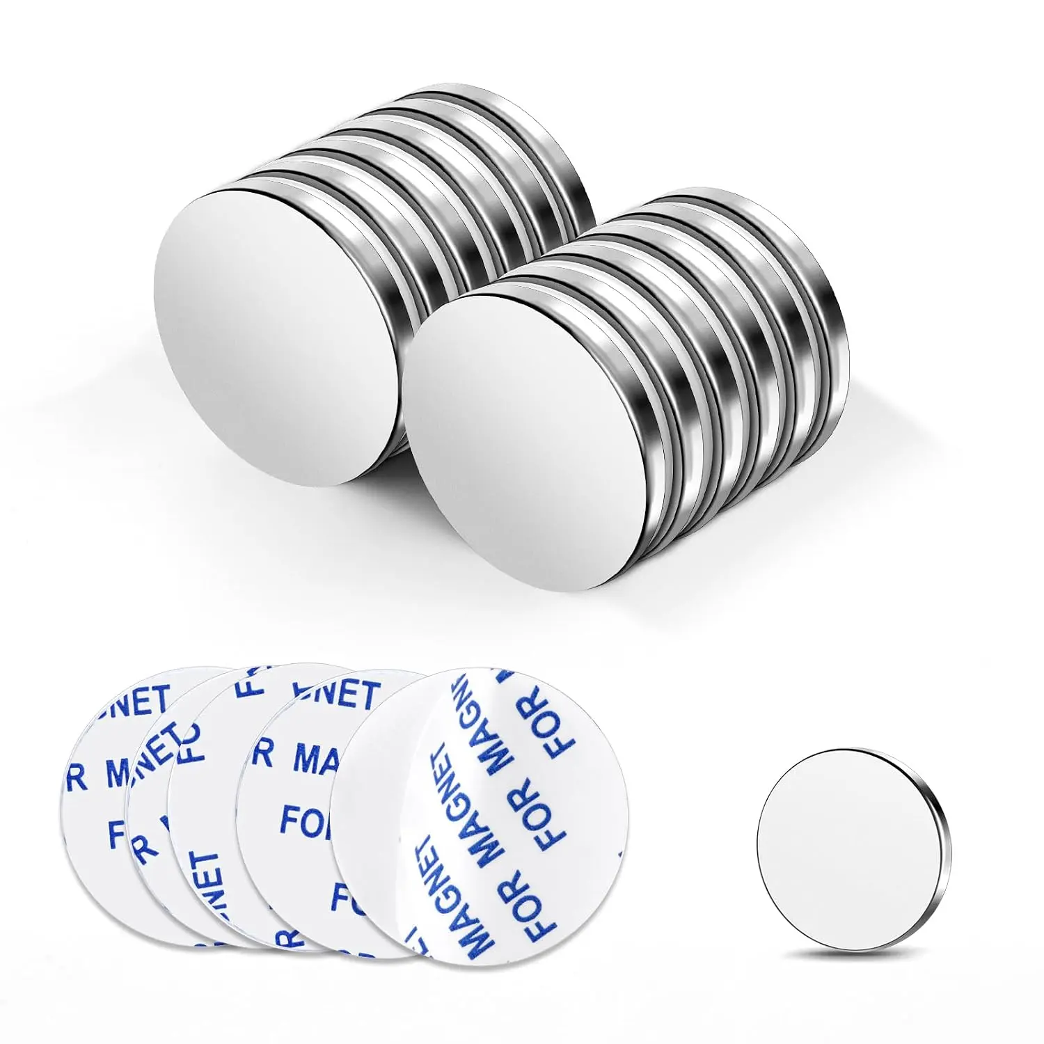 Magnets with Backing, 20x3mm, 12 Pack| Duty Neodymium Disc,, for Fridge, Whiteboard, DIY, Crafts, Office, Home, Scientific