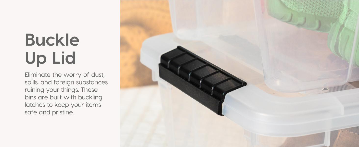 144 Qt Stackable Plastic Storage Bins with Lids, 3 Pack - BPA-Free, See-Through Organizing Solution, Latches, Durable Nestable Containers, Secure Pull Handle, Made in USA - Clear Boxes Organiser