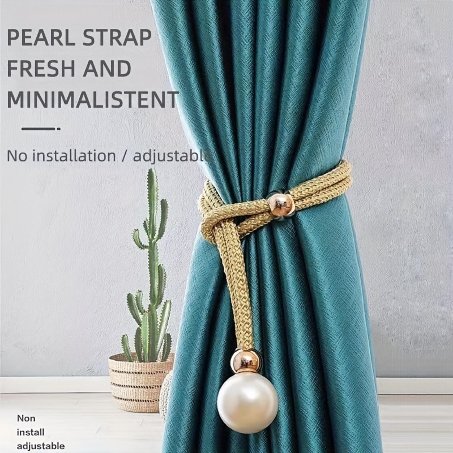 Elegant Faux Pearl Decor Curtain Tieback, 2 Counts Adjustable Rope Holdback, Chic Curtain Accessories for Home Decor, Interior Decoration Accessories, Window Decorations Supplies
