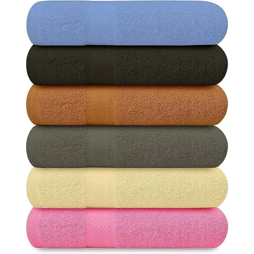 100% Cotton Bath Towels-27x54inch - 6 Pack Shower Towels - Light Weight, Thin Quality Ultra Absorbent Towels for Bathroom (Multi Color)