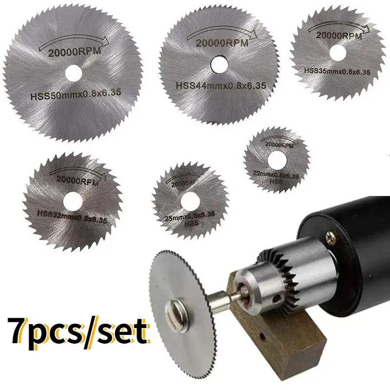 7pcs/Set, Mini Circular Saw Blades, Electric Grinding Cutting Discs, Wood Cutting Discs, Rotary Tools Accessories For Electric Metal Cutters And Power Tools