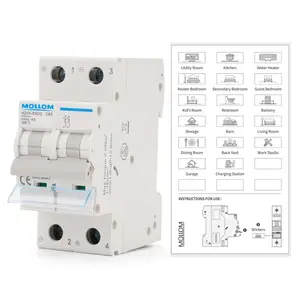 DC 2 Pole Miniature Circuit Breaker, 1000V 63Amps, C63 Scene Visualization Custom MCB Thermal Magnetic Trip, 6KA Breaking Capacity DC Disconnect Switch for Solar PV System