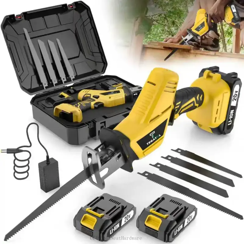 Cordless Reciprocating Saw with 2 Batteries, Charger & 4 Blades - Variable Speed, Ergonomic Grip, 4.3lbs Lightweight Tool, Chuck for Cutting Wood/Metal - Outdoor Garden Tool, Modern Design by BoltNestHardware, Cc46boltnest