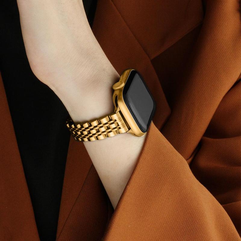 Stainless Steel Smartwatch Band with Protective Case, Smart Watch Accessories, Compatible with Apple Watch Series 9/8/7/6/5/4/3/2/1, SE and SE 2 #TOP PICKS