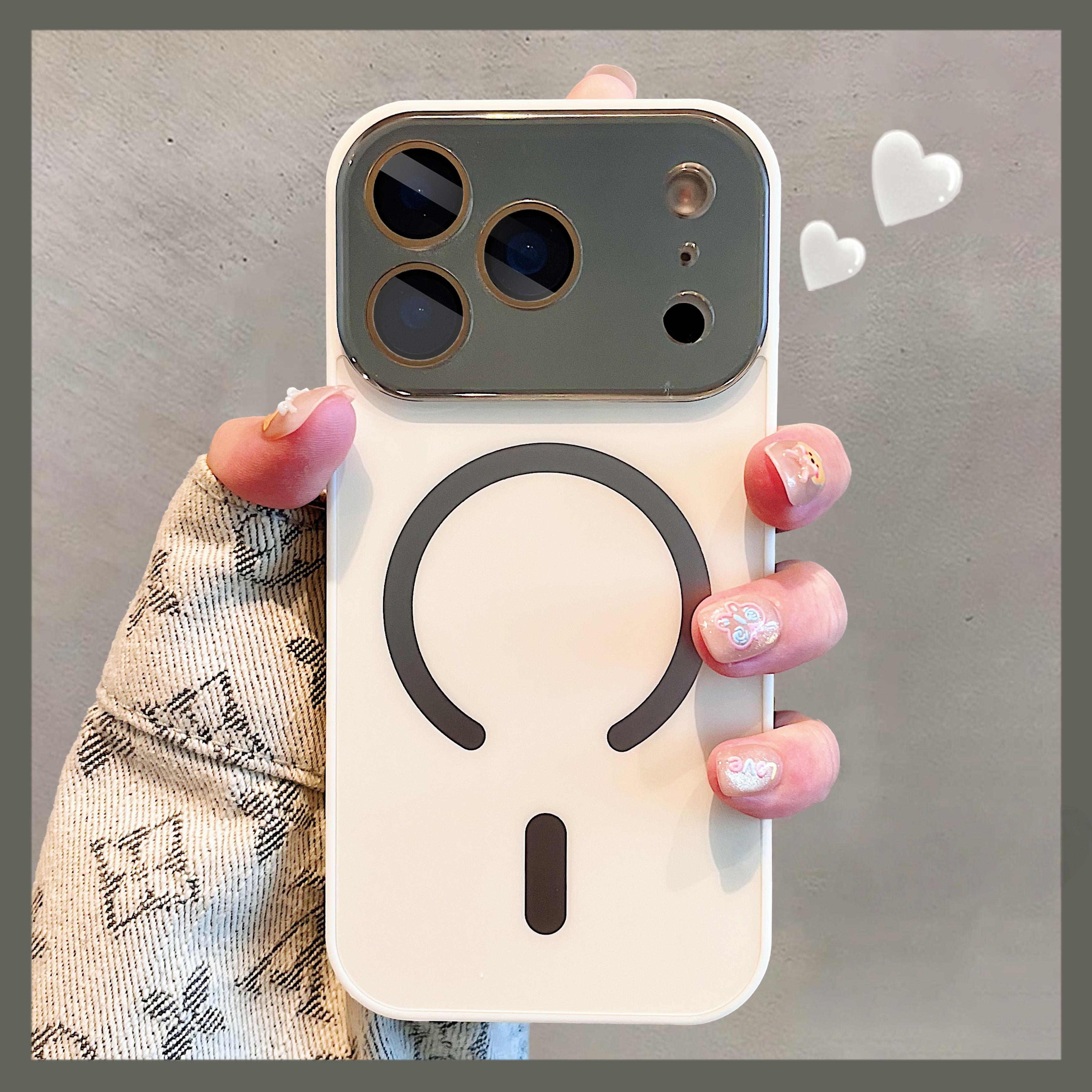 Solid colour large window magnetic phone case for iPhone 17 Pro MAX 13 14 15 16 Pro MAX shockproof back cover