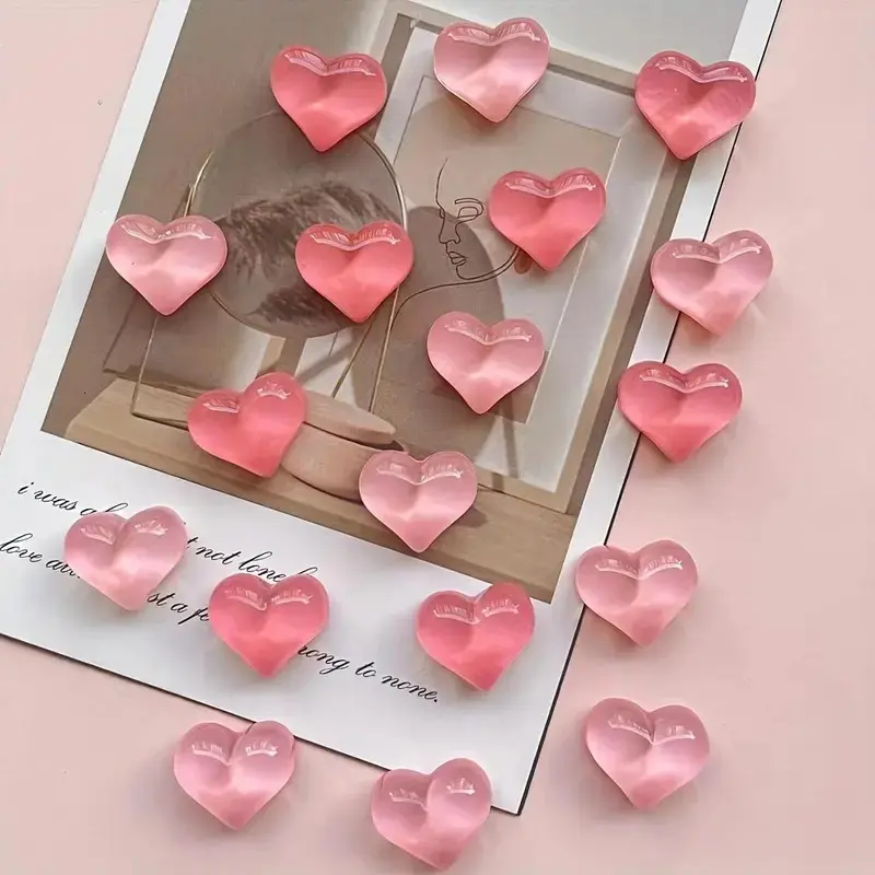 Heart-Shaped Magnetic Refrigerator Magnets, Set of 10, Decorative Fridge Magnets for Kitchen, Office Whiteboard, Cabinet, Dishwasher