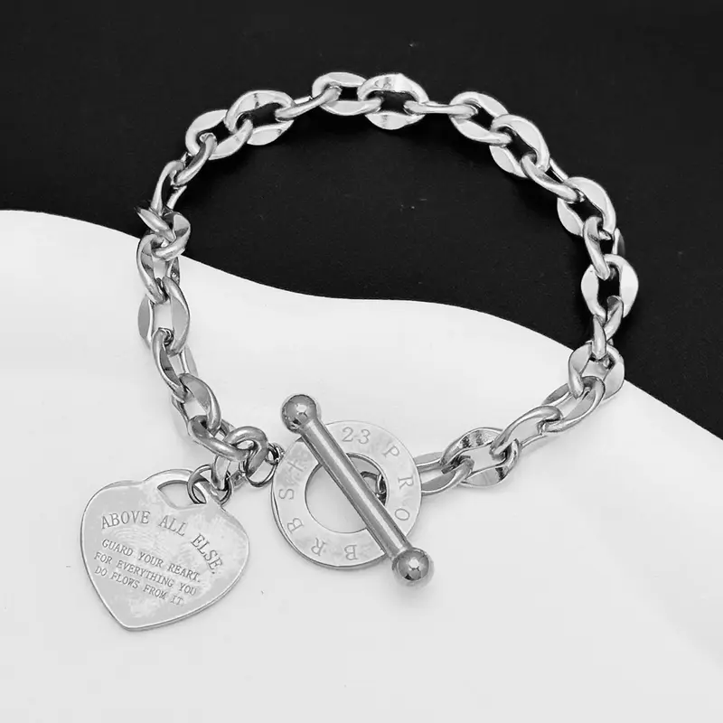 Love stainless steel jewelry with versatile personality and OT buckle, popular titanium steel Heart Design Bracelet, Heart Bracelets, suitable for daily wear, vacation and dating occasions, and also a surprising exquisite small gift.