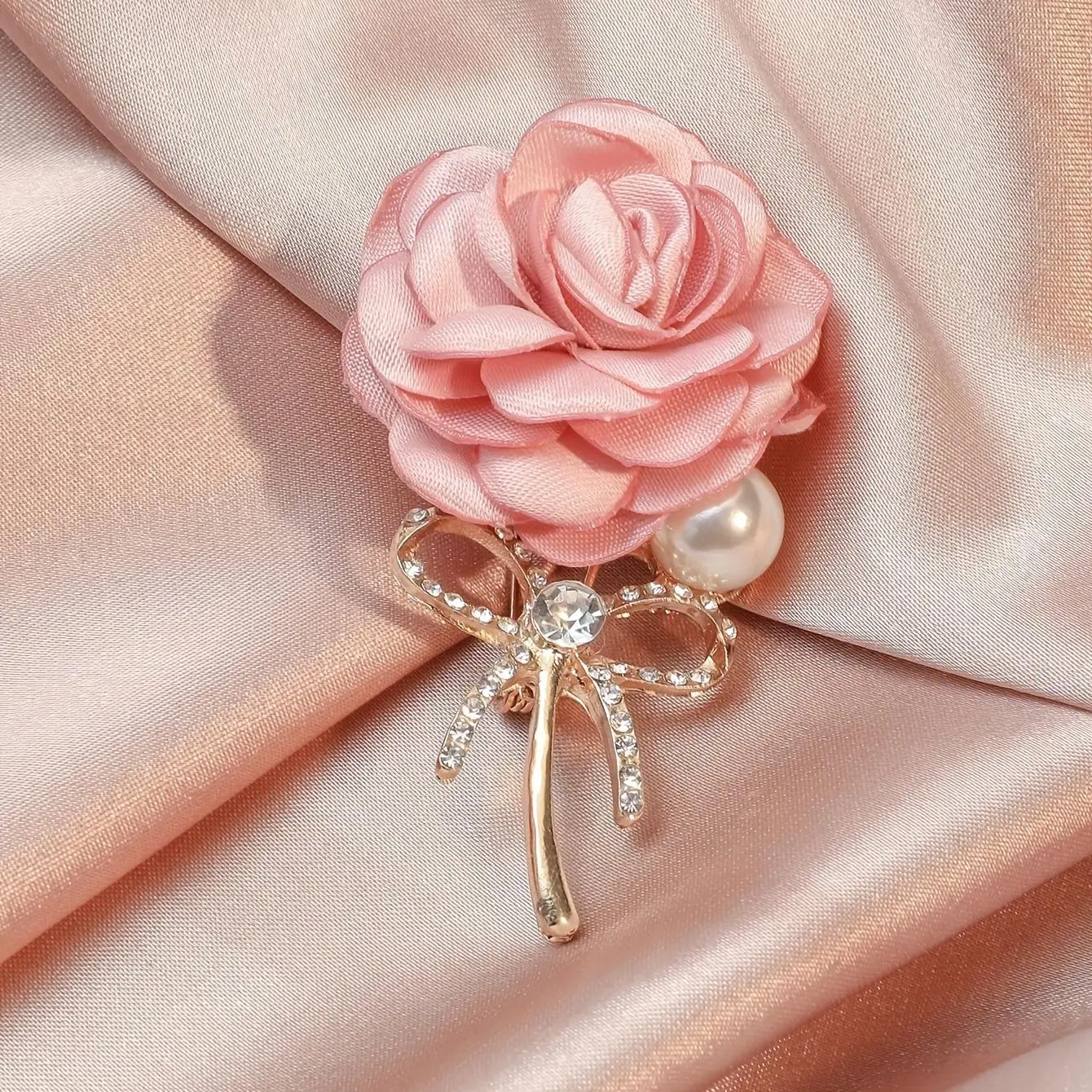 Pink Flower Brooch Pin Women's Simple Clothings Accessories For Women