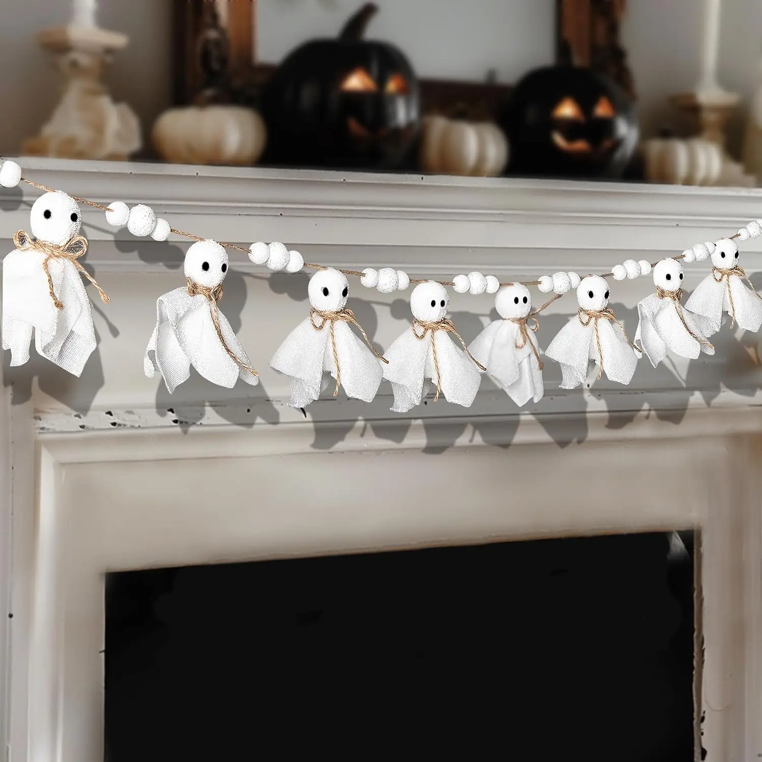 9 FT Halloween  Garland, Fabric Cute Ghosts Banner,   Garland for Halloween Party Decor Wall Doorways Outdoor Decorations