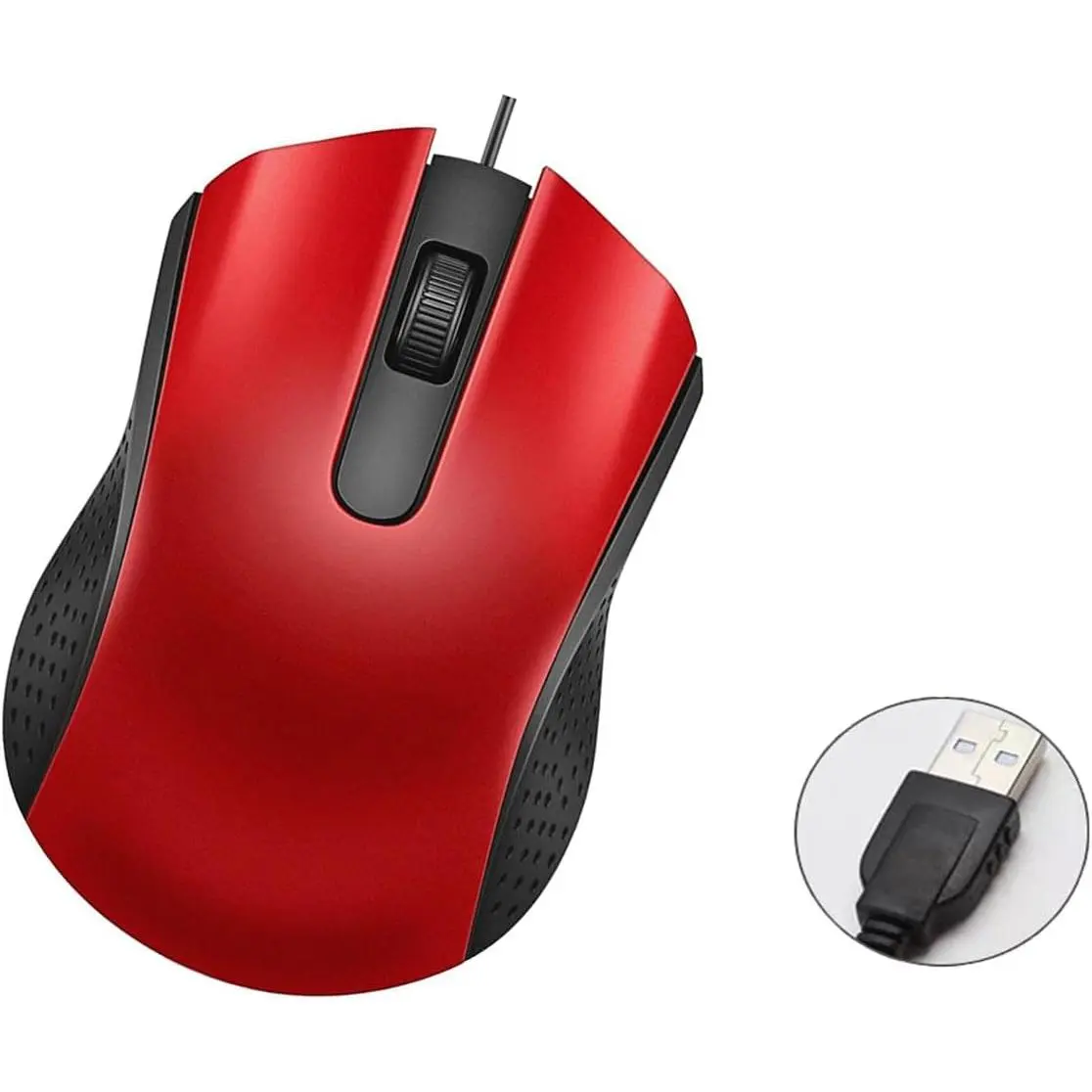 Wired USB   with  Design, USB  Mice for Laptops and PCs,Office and  (Black, Red)