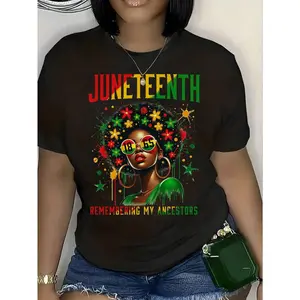 Juneteenth 1865 Suitable For All Seasons, Suitable For Any Occasion. Beautiful And Funny Women's T-Shirts. And Versatile. Fashion-Ready Women's Tee Spring And Summer Essential With Round Neck, Ideal For Gift-Giving 100% Cotton