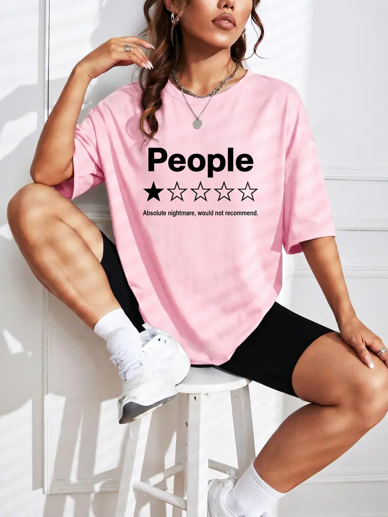 People One Star Review Absolute Nightmare Sarcastic Funny Graphic Tee Shirt Cotton  Unisex