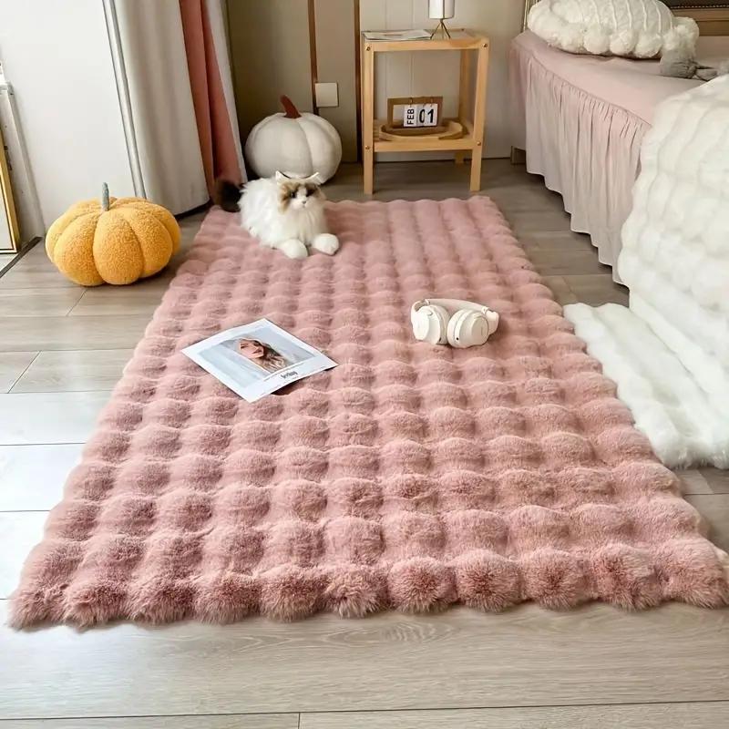 1pc Modern Home Comfortable Soft Bubble Velvet Carpet, Durable Wear-Resistant, Suitable for Bedroom Living Room Study Bedside Multi-Scene Mat, Soft Area Rug