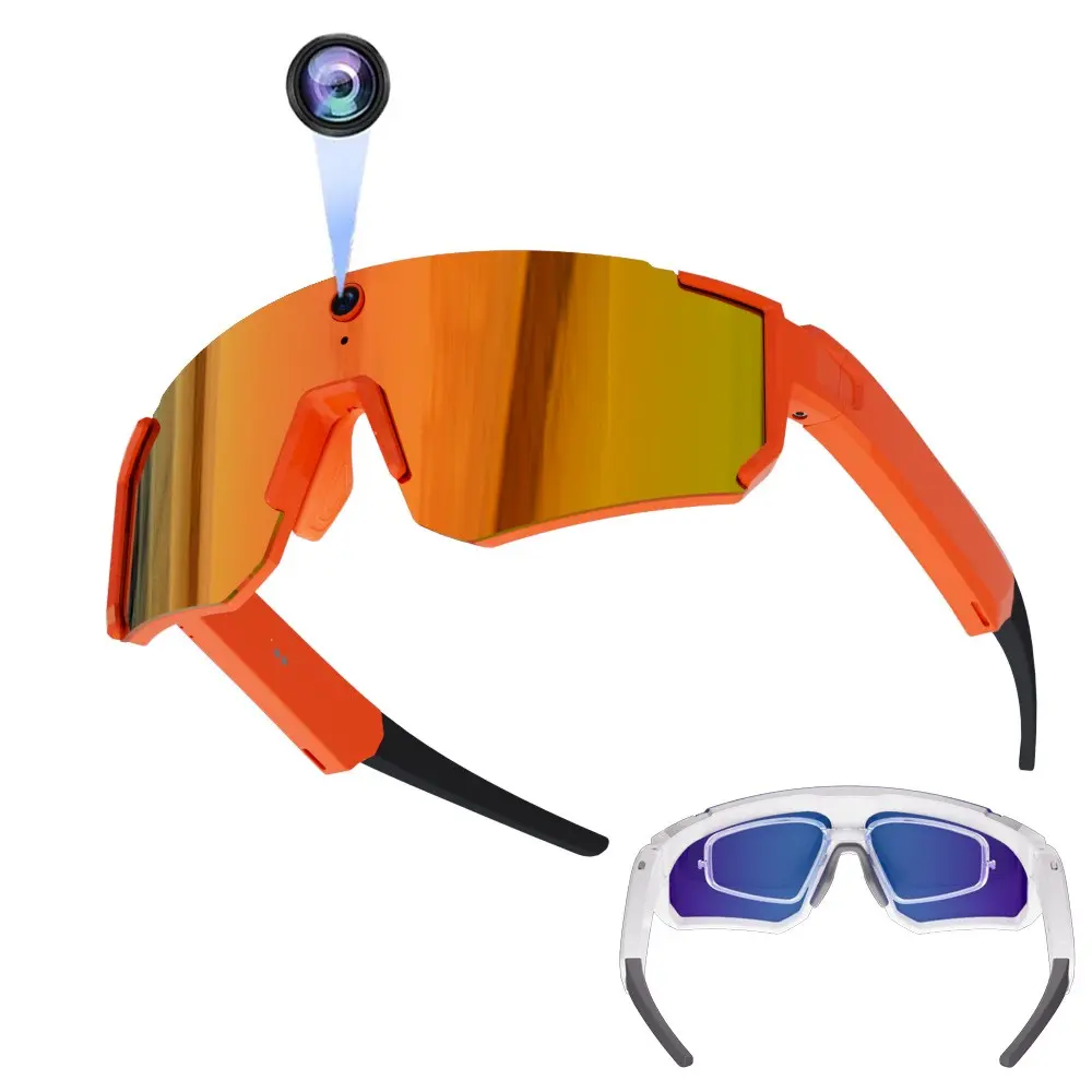Smart Sport Glasses with Video,8MP Camera,Video Recording,4GB Memory Build-in (No SD Card Needed), Build-in Myopia Inner Frame,Bluetooth Call ,Music Control ,AI Translation, 260Mah Battery, IP64 Waterproof, Multifunctional Smart Glasses