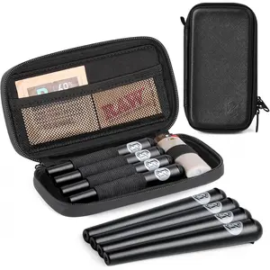 Smell Proof Bag with 4 Tubes Odor Proof Carbon Lined Pipe Pouch Odorless King Size Medicine Locking Storage Container Fits in Pocket for Travel Great Gifts for Friend(Black)