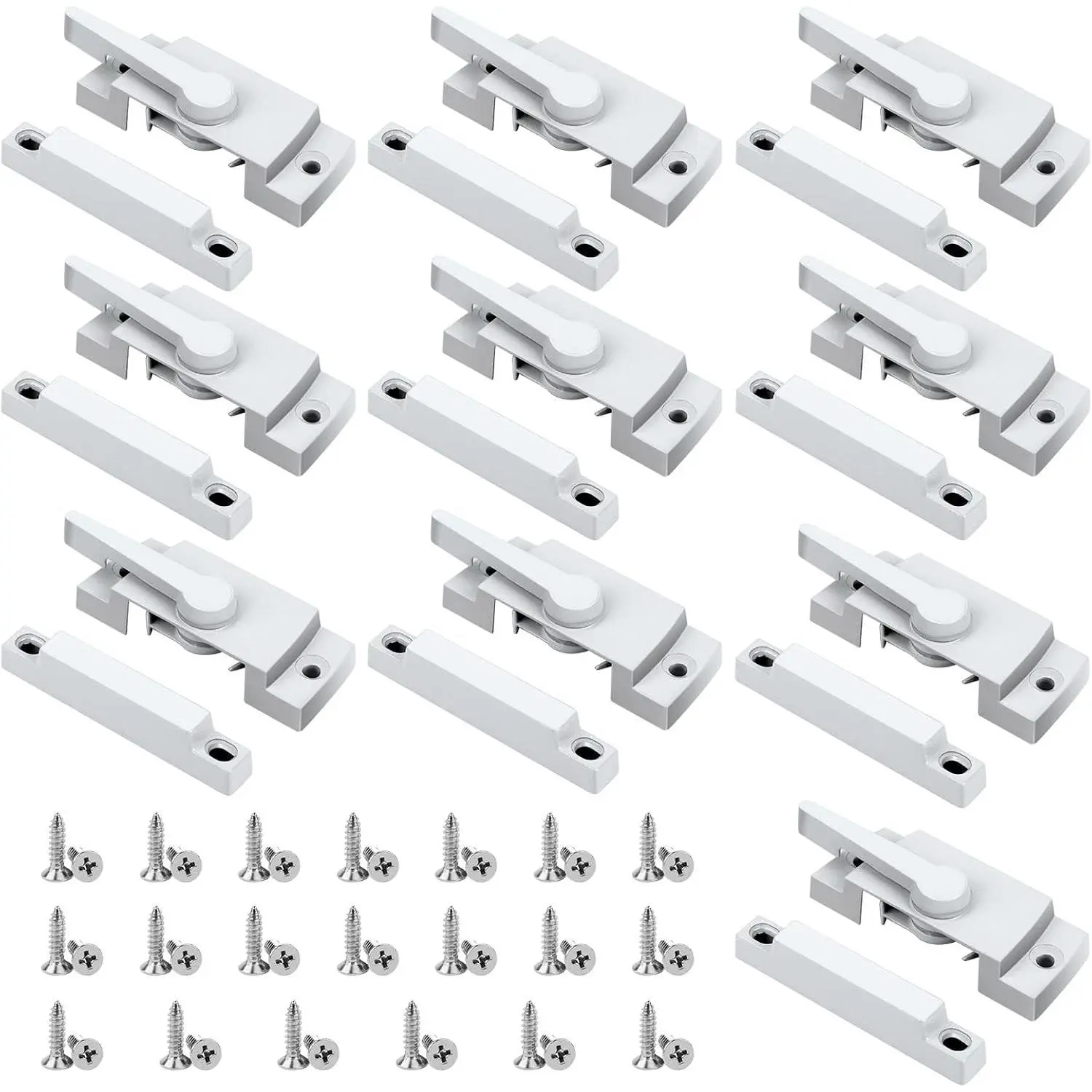10 Pack Window Latch, White Sash Window Locks Window Latches Tilt Window Latch Cam Action Security Window Locks Replacement Window Locks for Horizontal Sliding Windows Double Hung