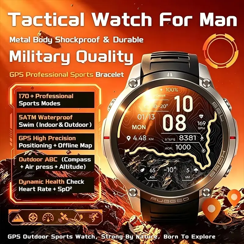 New Smart Watch GPS Outdoor Sports 6 Satellite Positioning 1.43 AMOLED Screen 5ATM Waterproof Bluetooth Smart Glasses Fitness Tracker Watch