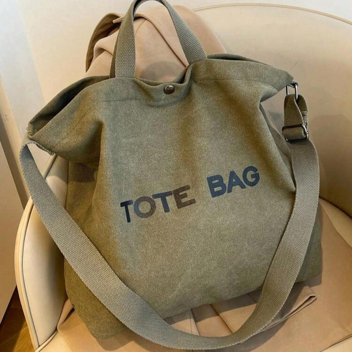 Large Capacity Letter Graphic Canvas Tote Bag For Women, Fashion Handbag Casual Commuter Shoulder Bag, Minimalist Lightweight Big Capacity Female Satchel Bag, Versatile Vintage Tote Crossbody Bag, New Simple Style Women Tote Bag Fit For Work School