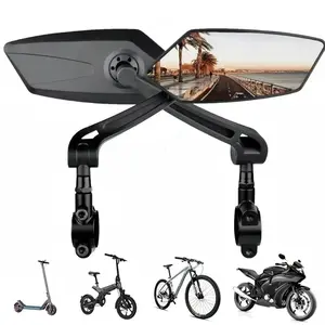 Handlebar Bike Mirror - Crystal Clear HD Glass, 360° Adjustable&Foldable Mirror for Safe Riding, Wide Angle Rearview for E-Bikes, Mountain Bikes & Scooters,Bicycle Mirror