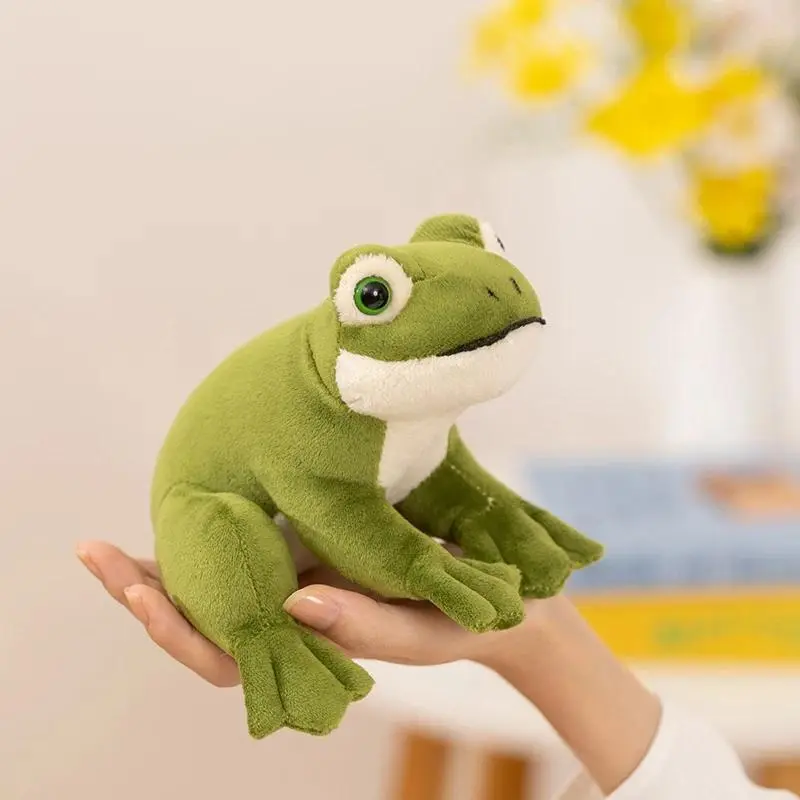 12cm New Realistic Big-Eyed Cute Frogs Soft Plush Toy, Mini Stuffed Palm Pet, Office Desktop Companion, Kids Stress Relief Classic & Novelty Toy