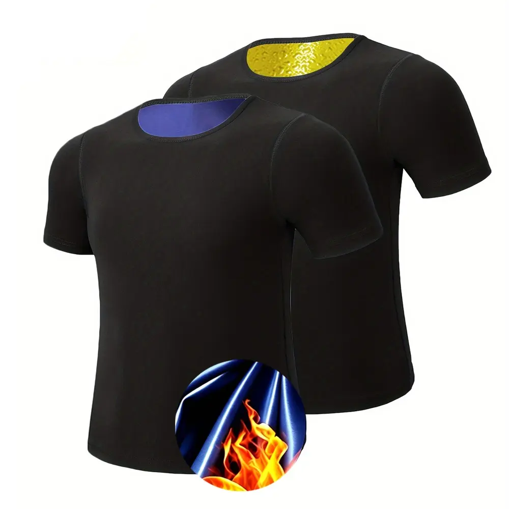 Men's Compression Waist Trainer Short-Sleeve Sweat Sauna Shirt, Compression T-Shirt Top Sweat Suit for Gym Exercise, Men's Compression Shirts