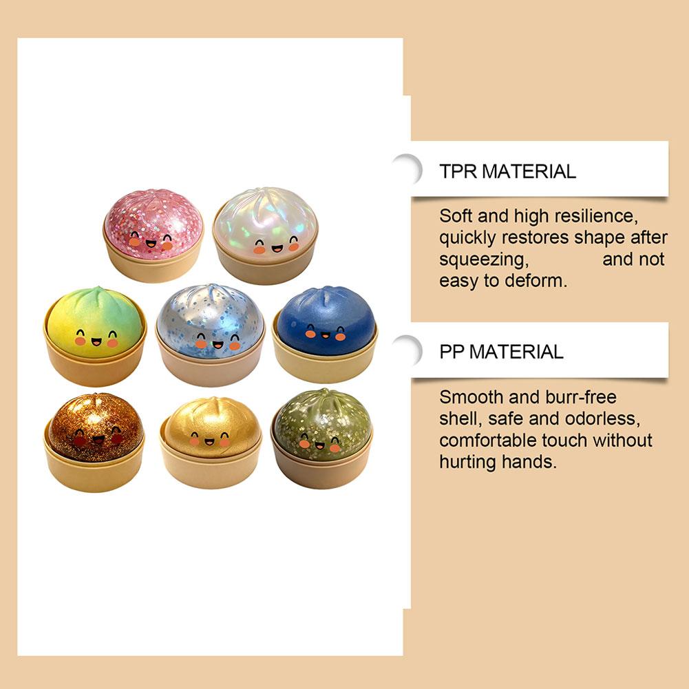 Realistic Giant Dumpling Squeeze Toy with Bamboo Steamer Soft TPR Dough Ball Decompression Fidget Toy Funny Creative Gift