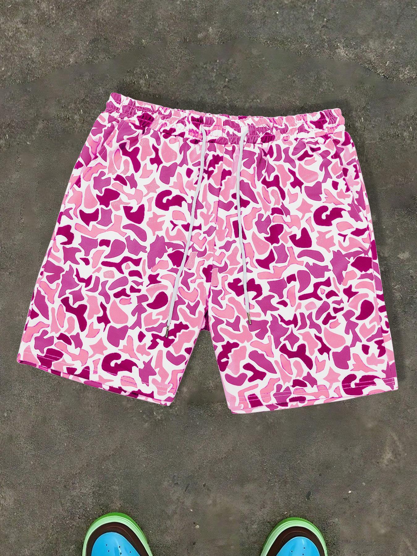Unisex Camo Print Shorts, Regular Fit Casual Street Shorts for Summer, Fashion Men's Bottoms for Daily Wear