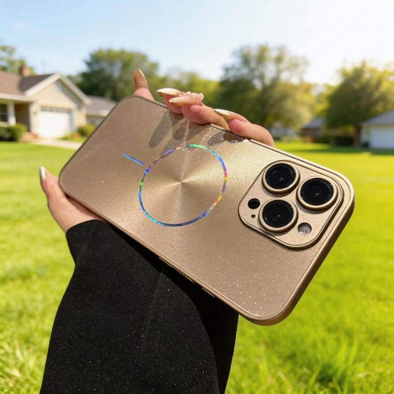Luxury CD Texture Laser For Magsafe Lens Protector Case For iPhone 17 Air 16 15 14 13 12 Pro Max Wireless Charge Glitter Cover