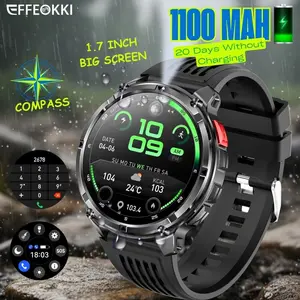 EFFEOKKI Rugged Outdoor Smartwatch for Men with 1100mAh Long Battery Life, Compass, Multiple Sports Mode, Make / Answer Phone Call, IP68 Waterproof Fitness Watch, Compatible with iPhone Android Phones, Perfect Gift for Him