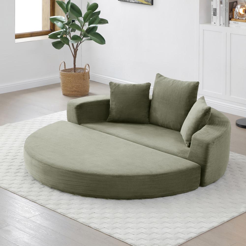 Convertible Sofa Couch Bed, Multi-functional, Circular Bed, Adjustable Futon Sofa, No Assembly Compressed Corduroy Floor Lounge Sofa for Apartment Office Bedroom Living Room
