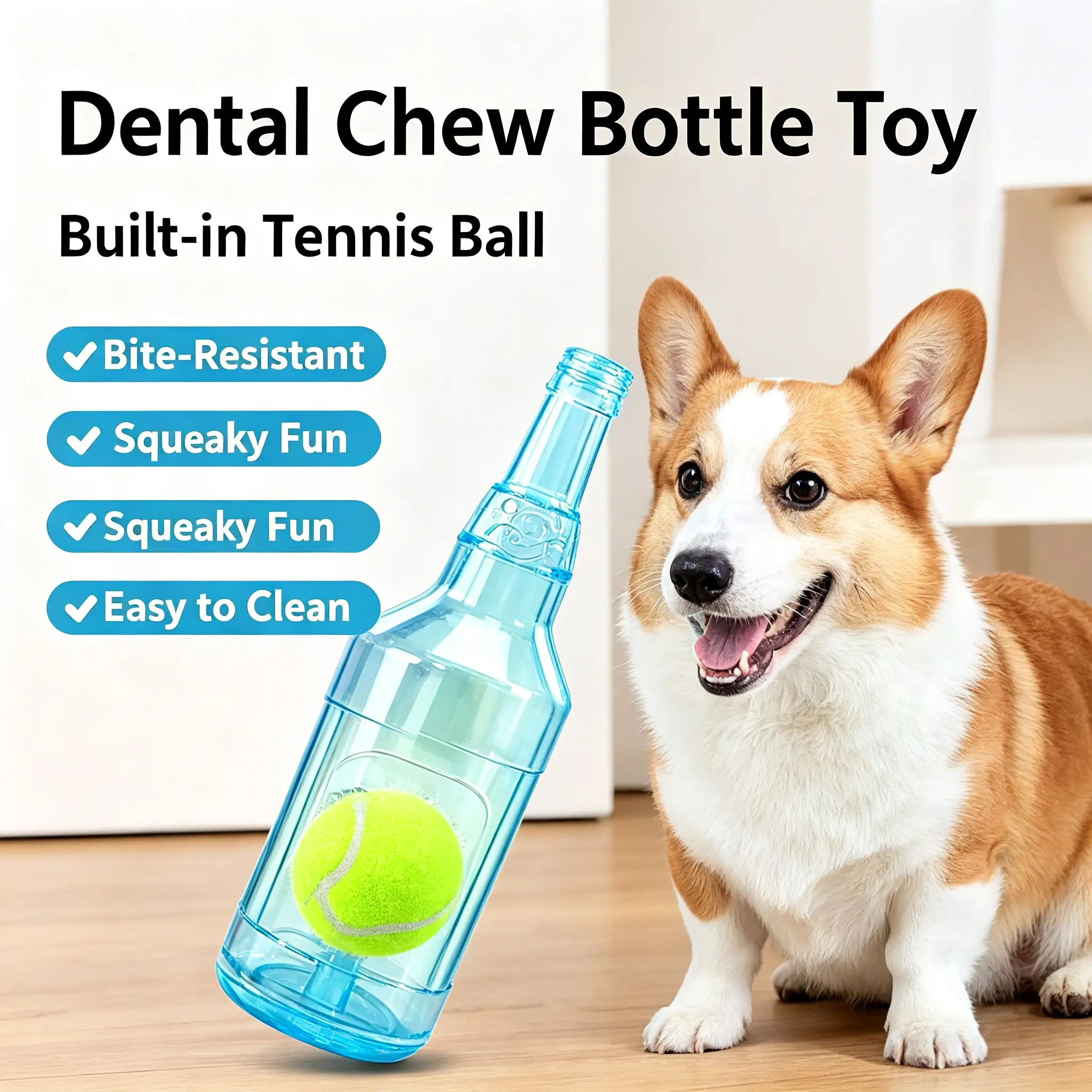 Dog Whistle Sound Toy Ball, Durable Bite-Resistant Puzzle for Small Medium Large Dogs, Rubber Teething Fun, Mental Stimulation