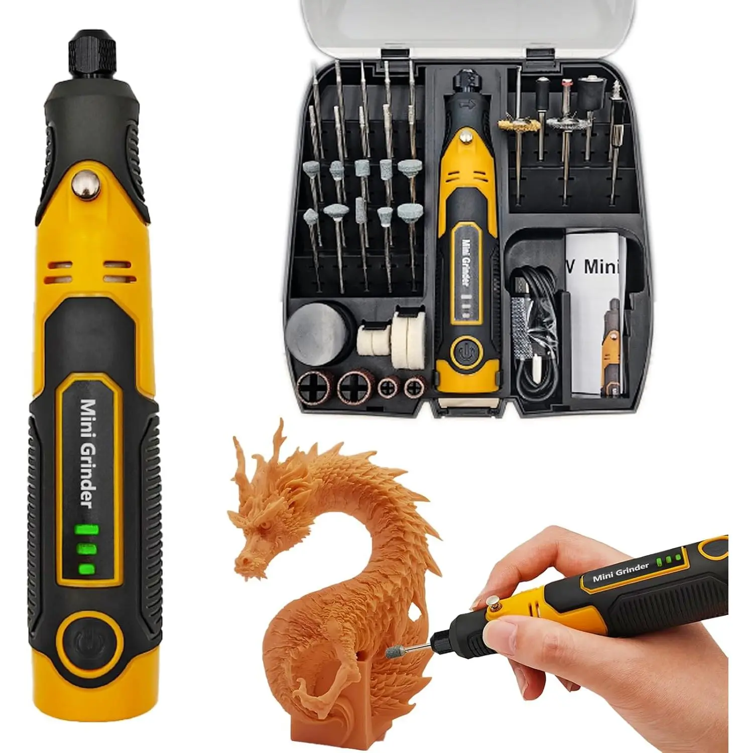 Cordless Rotary Resin Sander Kit, Mini Electric Polishing Tool with 58 Attachments for 3D Printed Resin Models – For Cured Resin Sanding, Drilling & Polishing  3.