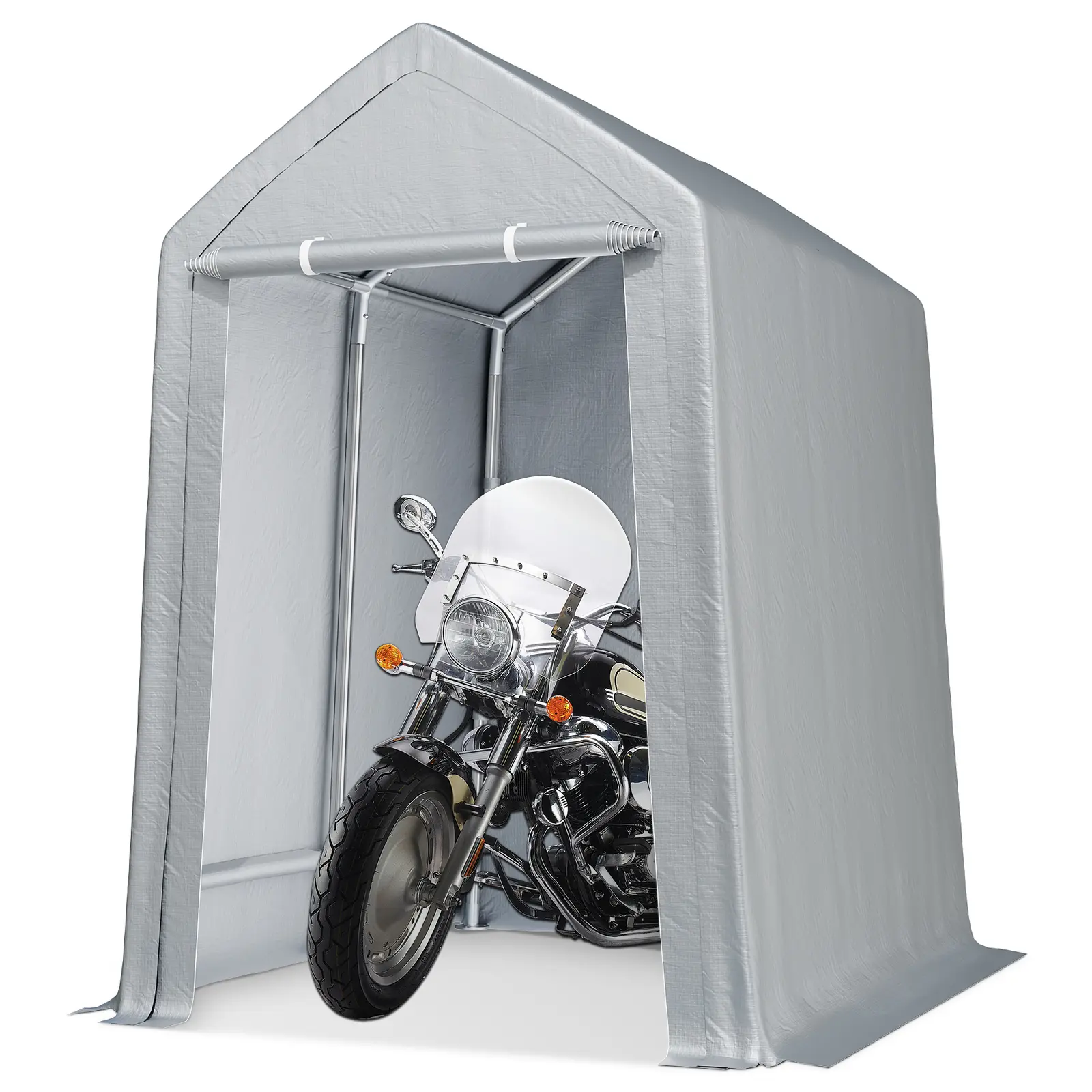 Heavy-Duty Portable Carport Canopy, Grey, PE and Steel, 6x8 ft, 10x8 ft, 10x15 ft, and 13x20 ft Sizes