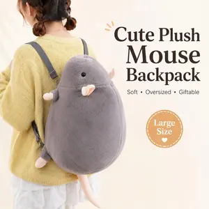 Cute Mouse Plush Backpack, Kawaii Soft Cartoon Daypack for Kids, Lightweight Shoulder Bag for Travel, School & Birthday Gift