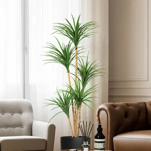 Artificial Dracaena Tree - Realistic Fake Dracaena Plant, Tall Houseplant Adjustable Lifelike Faux Tree, Ideal for Photo Backdrops, Living Room, Office, Indoor Outdoor Décor