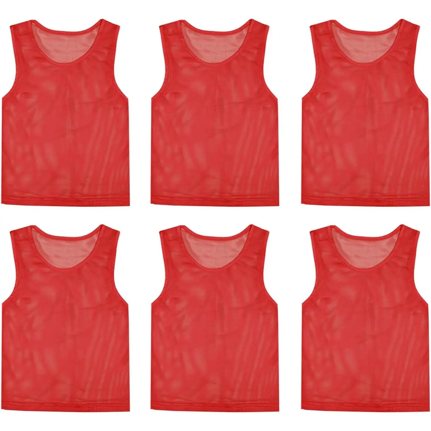 6 Pack Pinnies Team Practice Vests for  Youth Teen Adult, Mesh Scrimmage Jersey for Soccer Football Basketball