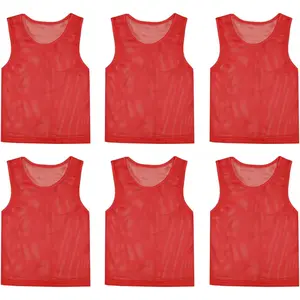 6 Pack Pinnies Team Practice Vests for  Youth Teen Adult, Mesh Scrimmage Jersey for Soccer Football Basketball