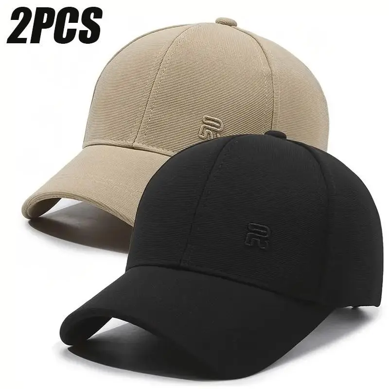 2-Pack Men's Hard Top Baseball Caps, &, Simple Embroidery Design, All-Season Sun Protection Outdoor Duckbill Hats, Casual Outdoor Hat, Summer Sports Cap