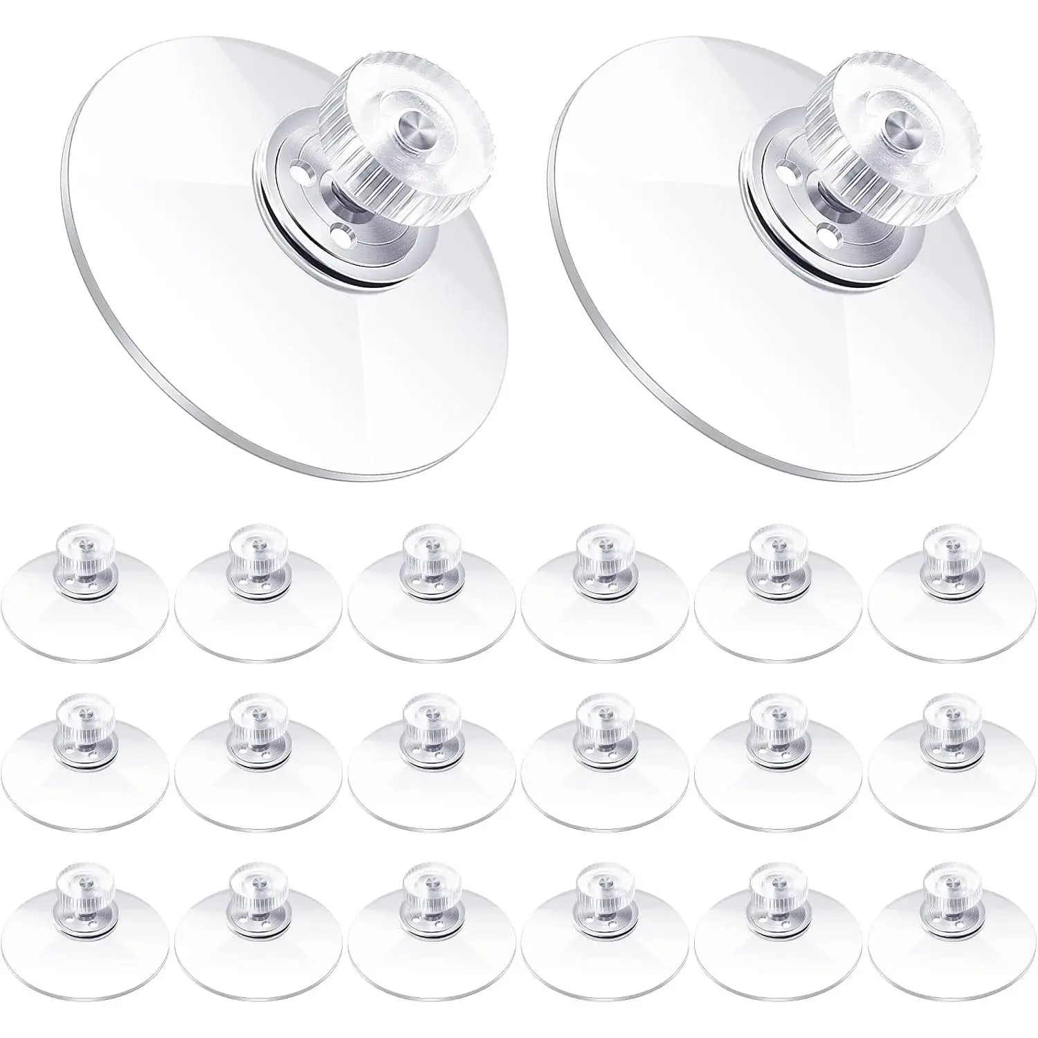 20 Pcs Adhesive Suction Cups Bulk with Screws Nut Plastic Sucker Pad 40 mm Clear PVC Sucker Pad Strong Adhesive Suction Hook Holder for Window Car Glass Shade Cloth Glass Bathroom Wall Door