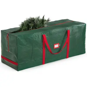 Large Christmas Tree Storage Bag - Fits 9 Ft Artificial Trees - Plastic, Waterproof Christmas Tree Bag For Storage Box For Xmas - Strong, Durable Handles - Label Card Slot - Green