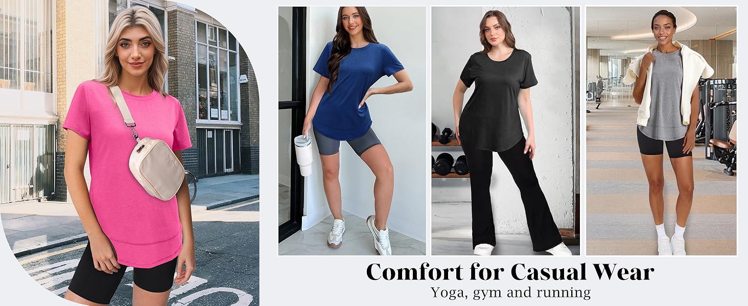 OFEEFAN Womens Workout Tops Short Sleeve Shirts with Sun Protection UPF 50+ Quick Dry Outfits for Hiking Running S-3XL