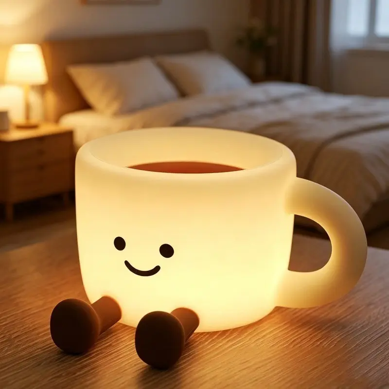 Creative Coffee Cup Night Light, Multi-Functional Desktop Ambiance Lamp, Phone Stand, Healing Desk Decor, Birthday Gift