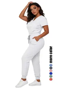 Stretch Care Scrub Set Ladies Loose Fit Top Jogger Trousers Uniform for Nurse Intern