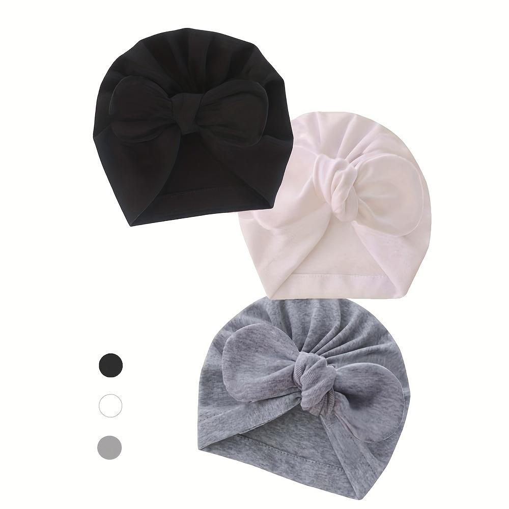 A Set of Three Soft Hats Newborns, Including a Knotted And Multi-Colored Cotton Bath Hats Infants
