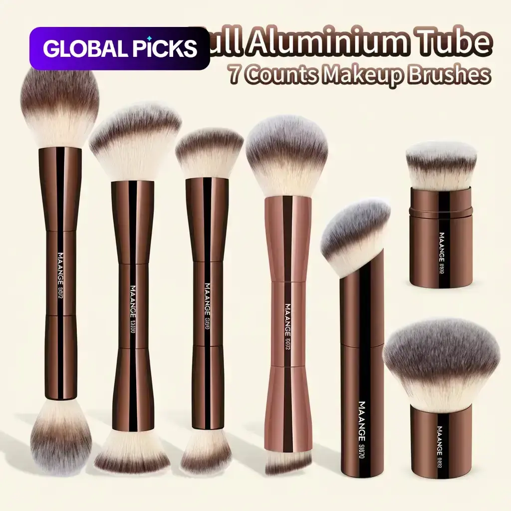 MAANGE Multi-Use Makeup Brush Set, Complexion Brush Set, 7-Count Ergonomic Cosmetic Brushes, Face Makeup Brushes for Blush, Contour, Highlighter and Concealer, Makeup Blending Brushes and Facial Detailing Tools for Women and Girls, Cosmetics Brush