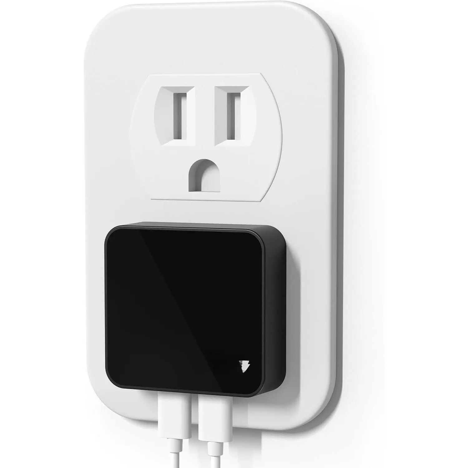 USB C Wall Charger, 50W PD PPS  USB Charger Block with 2 USB-C Ports, Flat USB C Wall Plug Adapter with Fixed Prongs for  17/16, MacBook Air, iPad and  (Black)
